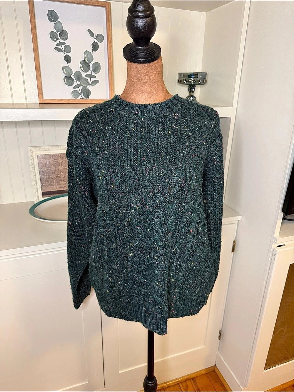 Vintage Outback Red Forest Green with Confetti Crewneck Wool Blend Size Large